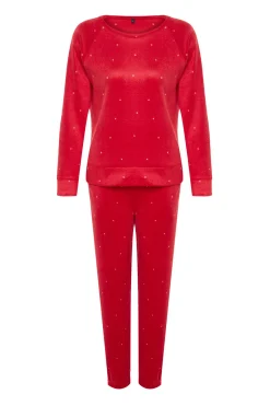 Trendyol Conjunto pijama polar lunares^Mujer Pijamas