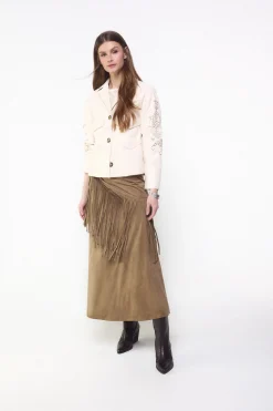 Slowlove Falda antelina con flecos^Mujer Faldas