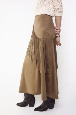 Slowlove Falda antelina con flecos^Mujer Faldas