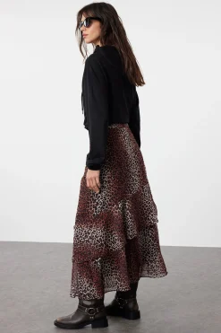 Trendyol Falda con estampado de leopardo^Mujer Faldas
