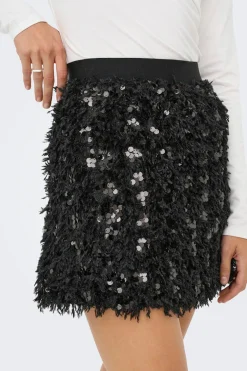 Only Falda corta de plumas y lentejuelas^Mujer Faldas