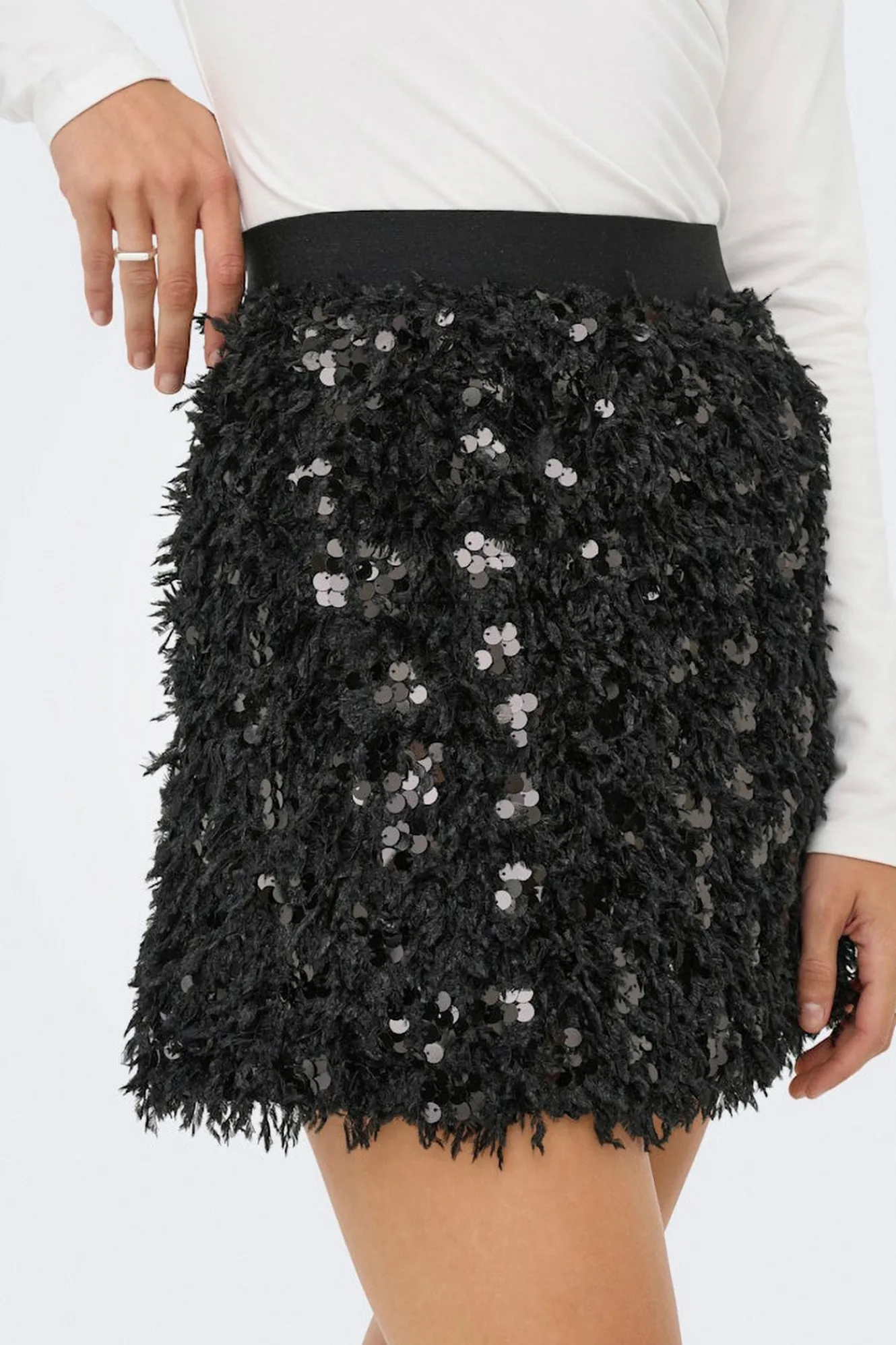 Only Falda corta de plumas y lentejuelas^Mujer Faldas