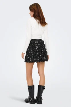 Only Falda corta de plumas y lentejuelas^Mujer Faldas