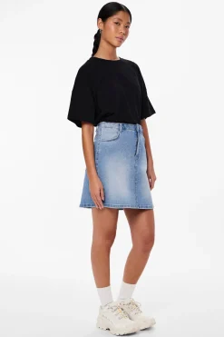 Pieces Falda corta denim^Mujer Faldas