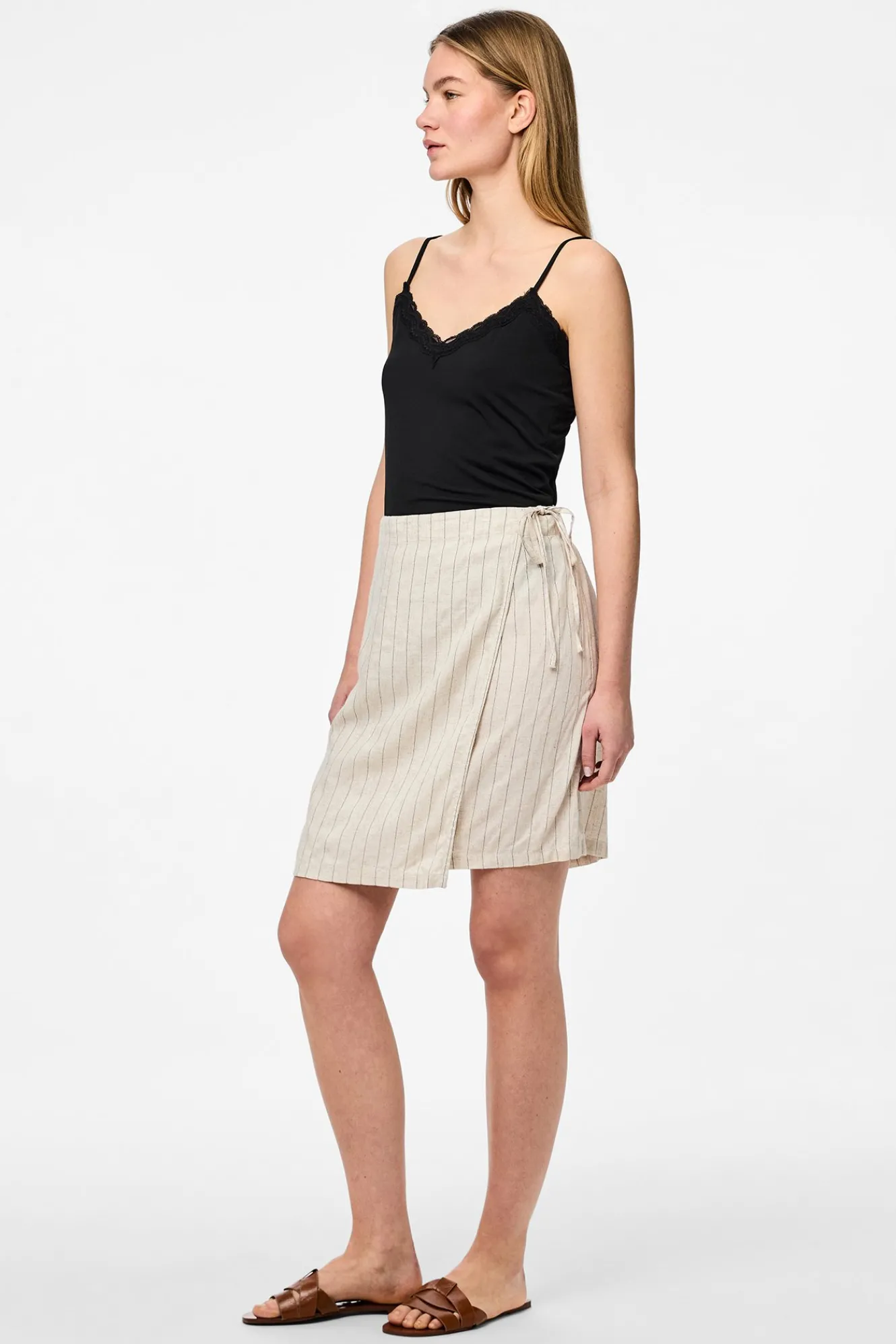 Pieces Falda corta tipo pareo^Mujer Lino|Faldas