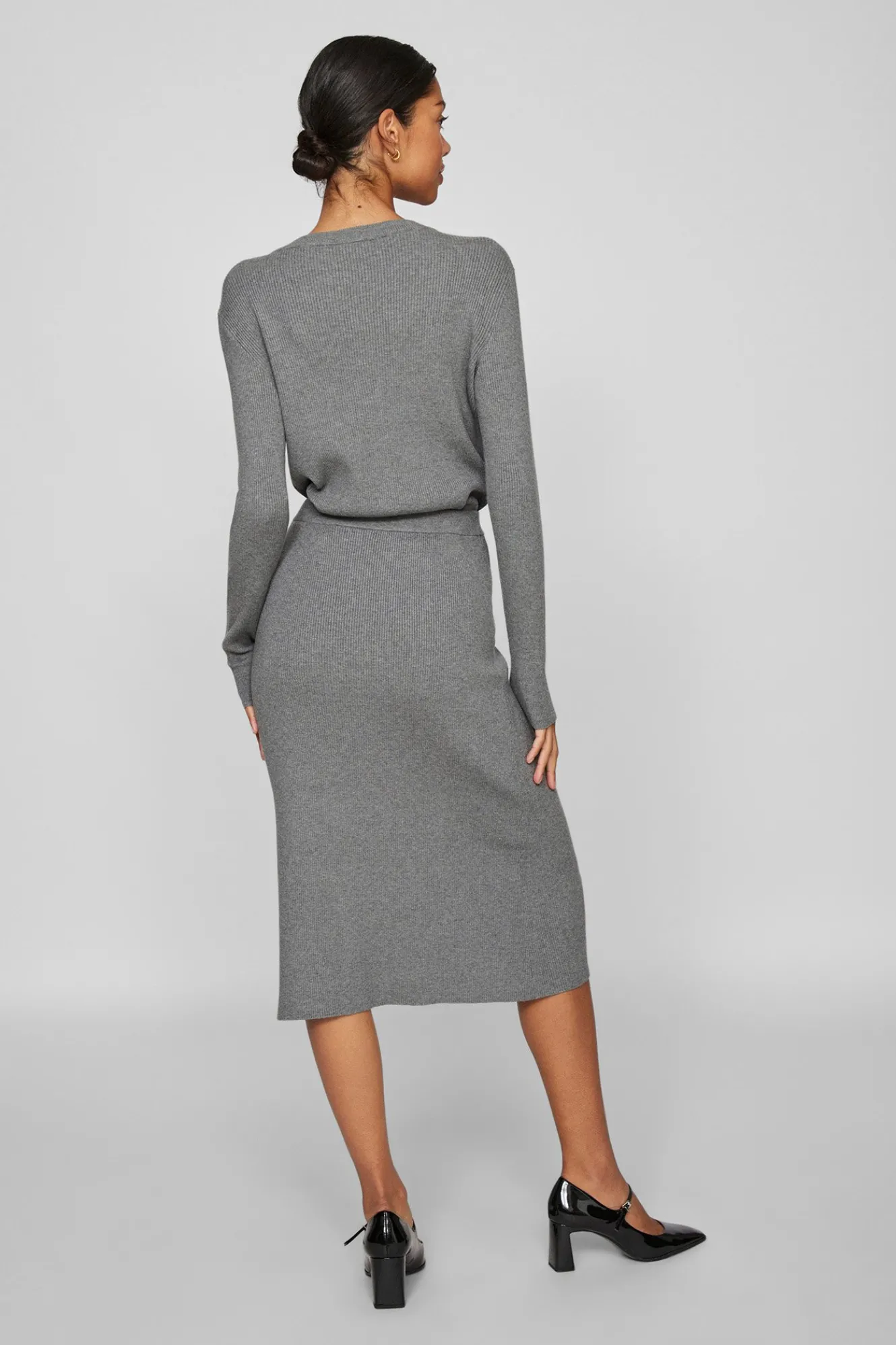 Vila Falda de punto canalé midi^Mujer Faldas|Basic Bar