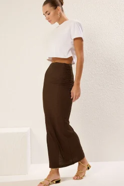 Trendyol Falda larga ajustada^Mujer Faldas