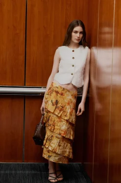 Oxxo Falda midi^Mujer Lino|Faldas