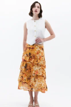 Oxxo Falda midi^Mujer Lino|Faldas