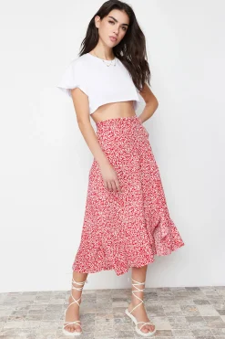 Trendyol Falda midi abertura^Mujer Faldas