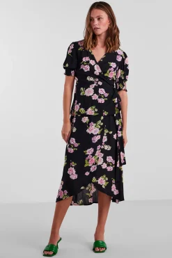 Pieces Falda midi cruzada con lazada^Mujer Faldas
