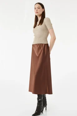 Koton Falda midi de corte regular con cintura est&aacute;ndar^Mujer Faldas