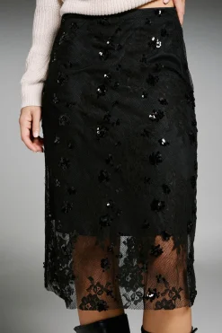 Only Falda midi de lentejuelas^Mujer Faldas