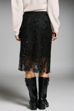 Only Falda midi de lentejuelas^Mujer Faldas