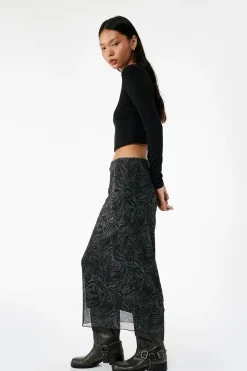 Koton Falda midi de tul con estampado animal y forro, cintura est&aacute;ndar^Mujer Faldas