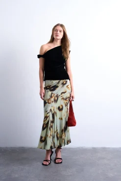 Topshop Falda midi de viscosa^Mujer Faldas