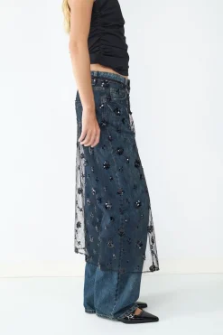 Balmohk Falda midi transparente lentejuelas^Mujer Faldas