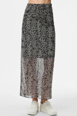Pieces Falda transparente animal print con forro^Mujer Faldas