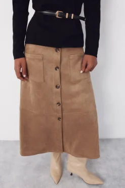 Cortefiel Falda vuelo de antelina^Mujer Faldas