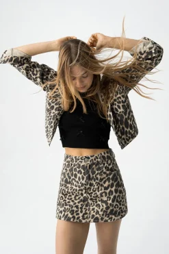 Tiffosi Young Falda-Pantal&oacute;n vaquera de leopardo^Mujer Pantalones|Faldas