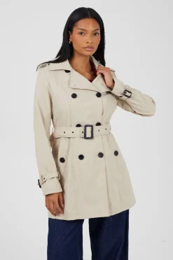Brave Soul Gabardina con cintur&oacute;n y botones^Mujer Gabardinas|Abrigos