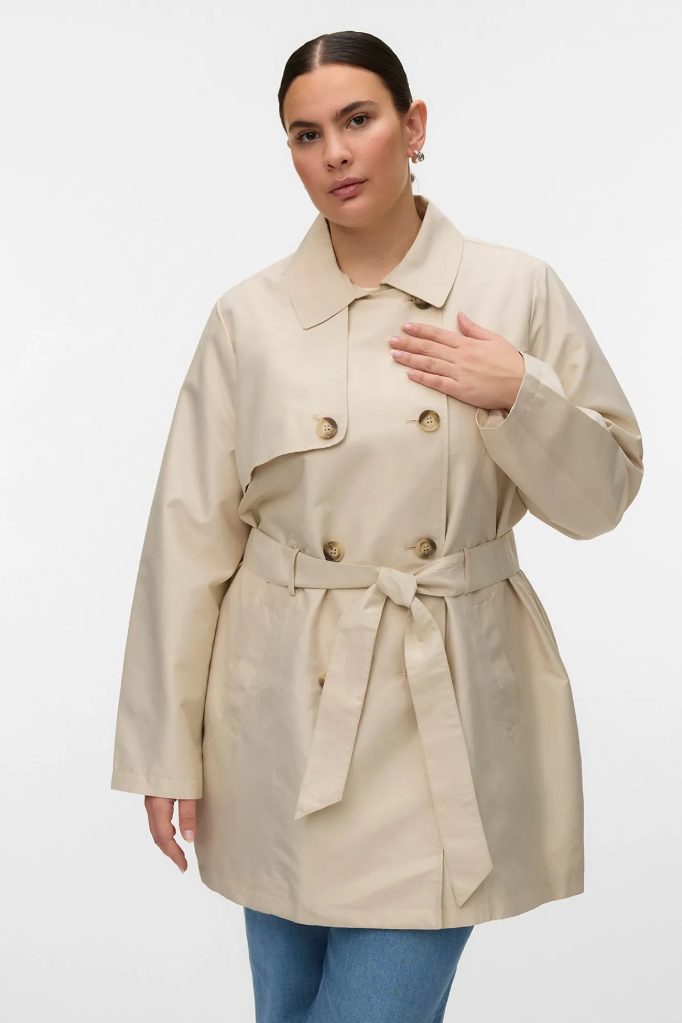 Vero Moda Curve Gabardina corta talla grande^Mujer Gabardinas|Abrigos