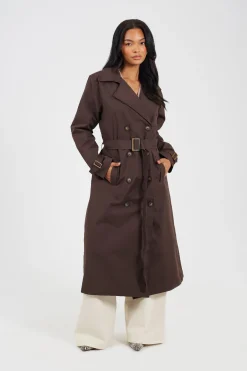 Brave Soul Gabardina larga con cintur&oacute;n^Mujer Gabardinas|Abrigos