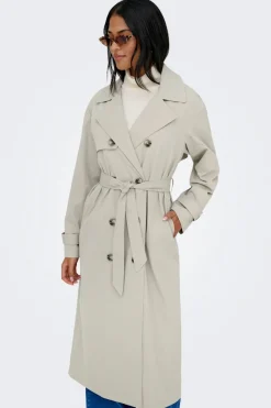 Only Gabardina larga con cintur&oacute;n^Mujer Chaquetas|Gabardinas