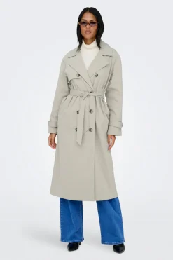 Only Gabardina larga con cintur&oacute;n^Mujer Chaquetas|Gabardinas