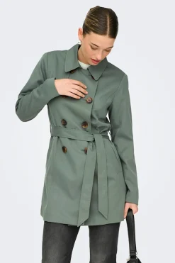 Only Gabardina midi con cintur&oacute;n^Mujer Gabardinas|Abrigos