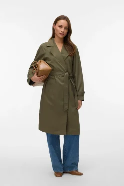 Vero Moda Gabardina midi manga larga^Mujer Gabardinas|Abrigos