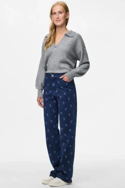 Pieces Jean relax estampado lazo^Mujer Jeans