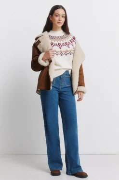 Springfield Jeans super wide bolsillos plastr&oacute;n^Mujer Jeans