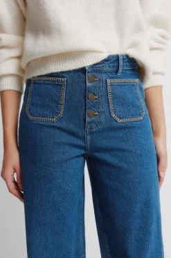 Springfield Jeans super wide bolsillos plastr&oacute;n^Mujer Jeans