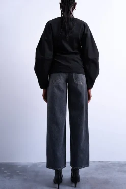 Topshop Jeans wide fit de tiro bajo con cintur&oacute;n trasero^Mujer Jeans|Pantalones