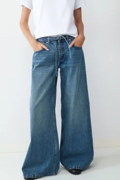 Balmohk Jeans wide leg detalle cord&oacute;n^Mujer Jeans