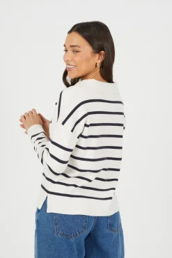 Brave Soul Jersey a rayas con cuello polo^Mujer Jerséis Y Cárdigans|Polos