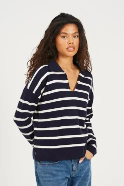 Brave Soul Jersey a rayas con cuello polo^Mujer Jerséis Y Cárdigans