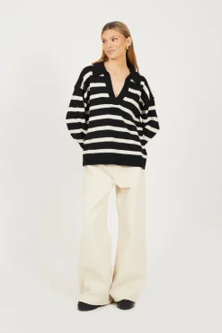 Brave Soul Jersey a rayas con cuello pico^Mujer Jerséis Y Cárdigans|Polos