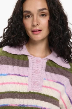 Pieces Jersey Cuello Polo Contraste^Mujer Polos