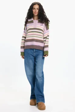 Pieces Jersey Cuello Polo Contraste^Mujer Polos