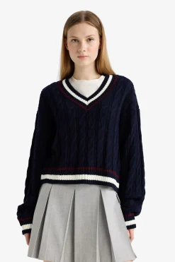 DeFacto Jersey de cuello pico^Mujer Jerséis Y Cárdigans