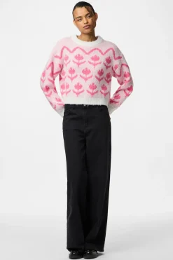 Pieces Jersey estampado floral cuello redondo^Mujer Jerséis Y Cárdigans