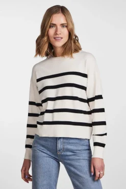 Pieces Jersey rayas cuello redondo^Mujer Jerséis Y Cárdigans