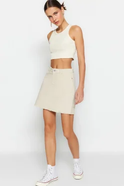 Trendyol Minifalda vaquera estilo l&aacute;piz^Mujer Faldas