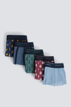 Springfield Pack 5 boxers algod&oacute;n estampado^Hombre Calzoncillos