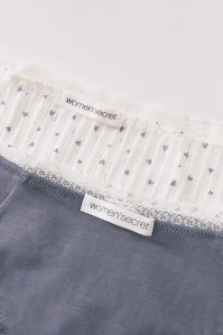 Women'secret Pack 2 bragas cl&aacute;sicas algod&oacute;n azul y blanco^Mujer Braguitas
