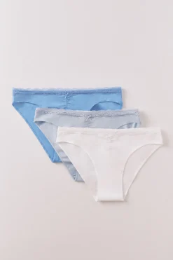 Women'secret Pack 3 bragas clásicas algodón encaje^Mujer Braguitas