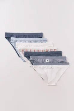 Women'secret Pack 7 bragas cl&aacute;sicas algod&oacute;n azul logo^Mujer Braguitas