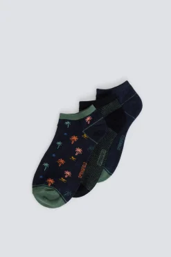Springfield Pack 3 calcetines tobilleros palmeras^Hombre Calcetines